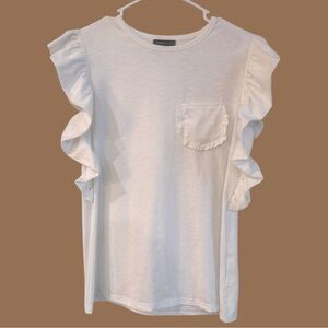 White Ruffle Sleeve‎ Top